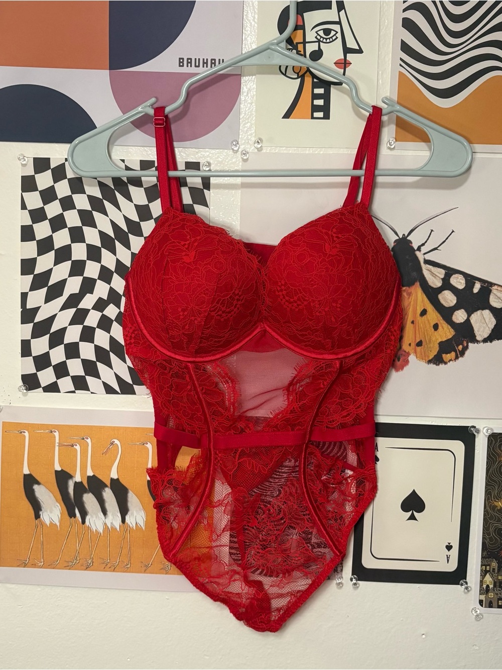 Victoria’s Secret Red Lace Teddy Bodysuit Size Medium